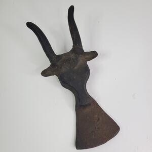 Vintage Cast Iron Bull Steer Longhorn Boot Jack Shoe Horn 9" Long Door Stop